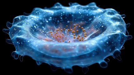 Fototapeta premium 3d rendering of a blue isolated cell exploring biological concepts through modern design the structure highlights cellular components and functions inviting curiosity about life sciences