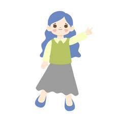 Cute kid pointing finger illustration, cute girl, cute children 