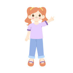 Cute kid pointing finger illustration, cute girl, cute children 