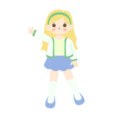 Cute kid pointing finger illustration, cute girl, cute children 