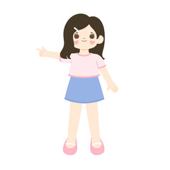Cute kid pointing finger illustration, cute girl, cute children 
