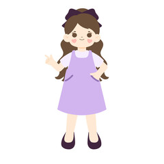 Cute kid pointing finger illustration, cute girl, cute children 