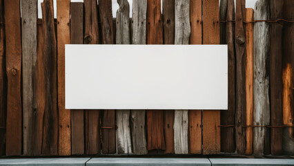 rustic wooden fence with blank sign creates serene atmosphere