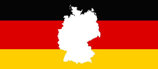 Flag of Germany with hole open space as copy-space in the center in the shape of the german map 