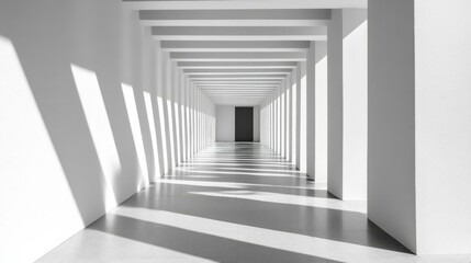Obraz premium Exploring Minimalism: A Serene Architectural Space Bathed in Light and Shadow
