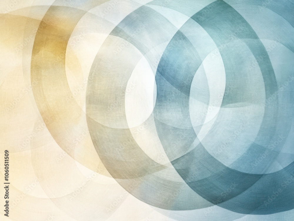 Poster abstract circular pattern, soft colors on a textured background.
