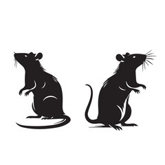 Silhouette of Standing Rat Standing Rat Silhouette Illustration Silhouette Art of a Rat Standing Upright