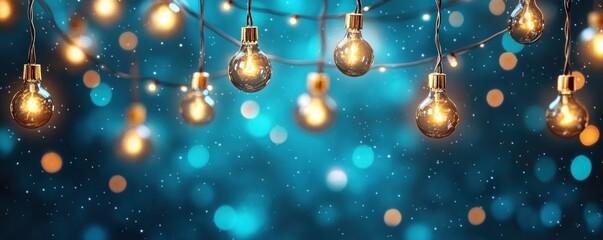 Christmas Night Lights Festive String Lights Against a Starry Sky, Perfect for Holiday Greetings and Winter Wonderland Scenes