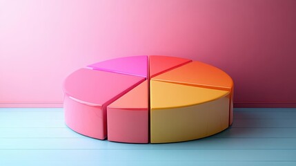 Obraz premium a colorful 3d pie chart floats against a pastel background representing data visualization with a modern twist inviting engagement and understanding