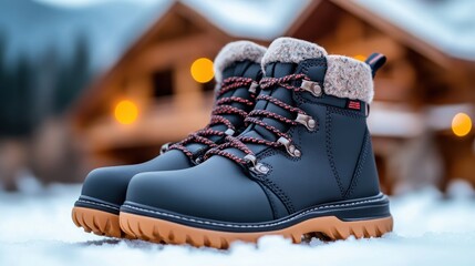 Warm Stylish Winter Boots with Cozy Wool Cuffs, Perfect for Snow Adventures These comfortable and fashionable boots will keep your feet warm and dry all winter long They're perfect for snowy days