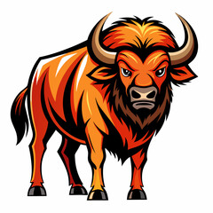 Buffalo Bold Line Art on White Background