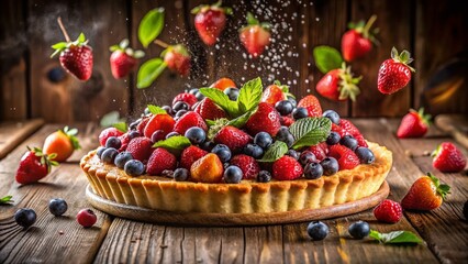 Delicious Long Exposure Pie with Fresh Berries, Capturing the Essence of Summer Desserts, Sweet Treats, and Vibrant Colors