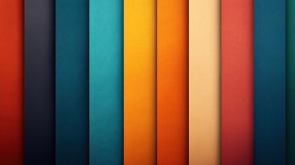 Abstract geometric composition with vertical colorful panels in shades of red, blue, orange, yellow, and beige creating a harmonious modern pattern.
