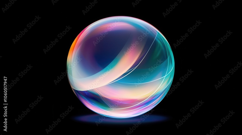 Poster colorful transparent globe with floating data elements