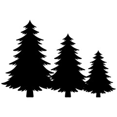 set of Christmas Tree silhouette illustration