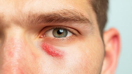 Closeup of a person with allergic contact dermatitis on the face, showing red, itchy patches from a skin reaction   contact dermatitis, red skin, allergic reaction