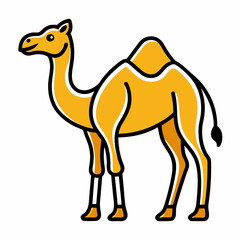 Bold Camel Line Art on White Background