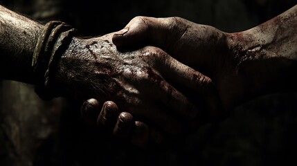 Two hands shaking in a close-up shot