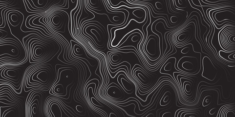 Abstract gradient multicolor on black background with Topographic line map pattern, Topographic map lines, contour background, wavy and curved lines background, Geographic map.	