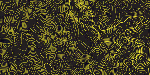 Abstract gradient multicolor on black background with Topographic line map pattern, Topographic map lines, contour background, wavy and curved lines background, Geographic map.	