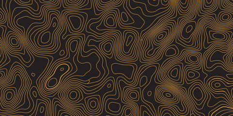 Abstract gradient multicolor on black background with Topographic line map pattern, Topographic map lines, contour background, wavy and curved lines background, Geographic map.	
