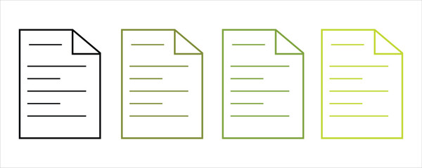 Document line icon, text document, notepad line icon set isolated on white background.