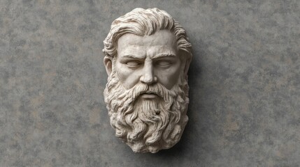 Fototapeta premium Bearded Ancient Gypsum Replica Close-Up