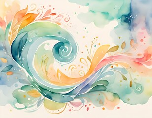Abstract colourful watercolour background with waves stock image