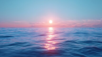 Obraz premium The sun sets over the tranquil ocean painting the sky in vibrant hues and reflecting on the calm waters