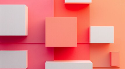 Flatlay Rectangle Podiums for Art Mockup, Message Note or Quote Text Surrounded on Warm Tones