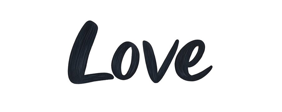 Stylized word 'Love' in a modern design, white isolate background. transparent background
