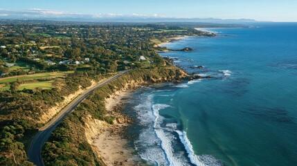 Fototapeta premium Aerial photograph of the Mount Martha coastal drive located in the Mornington Peninsula