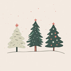 Obraz premium Christmas Cartoon Vector Illustration Isolated On A Background, In A Simple Line Art Style, Cute Clipart For Graphic Design And Print