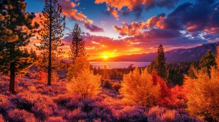 A Vibrant Sunset off the beautiful Carson Valley just south of Lake Tahoe