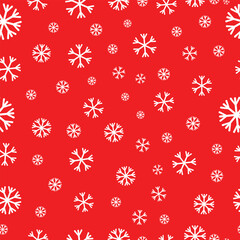 Red seamless snowflake pattern. Seamless vector pattern with white snowflake. Perfect for winter season wallpaper, wrapping paper, gift wrapper