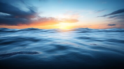 Fototapeta premium The ocean embraces the sunset as waves dance under a vibrant sky