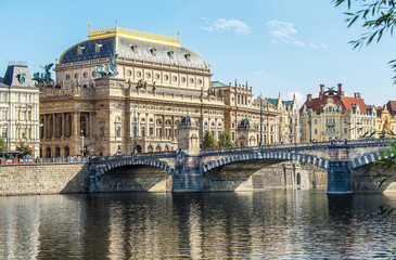 National Theatre and Legion Bridge, Prague, Czech Republic