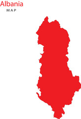 Albania map in red colour with outline