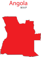 angola map in red colour with outline