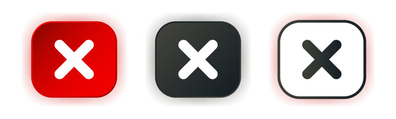 Obraz premium Prohibited icon set. Design for app icons. Red button. Button template. Vector illustration. 