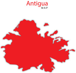antigua map in red colour with outline