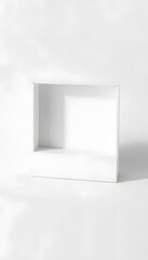 Blank white box Mock-up with shadow isolated on soft gray background.Can be used for your design and branding isolated with white highlights, png