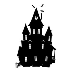 Spooky Halloween Mansion Vector Icon Illustration