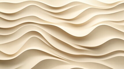 Abstract beige undulating wavy pattern with layered three-dimensional curves and shadows creating a flowing texture and depth effect
