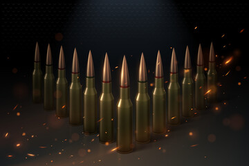 Ammo group on black background with sparks effect
