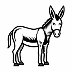 Bold Donkey Line Art on White