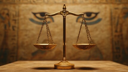 Egyptian Scales of Justice: Ra's Eye and Balance Symbols