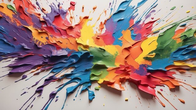 "Experience the explosion of pride as vibrant rainbow paint splatters across a blank canvas, creating a stunning masterpiece that captures the essence of diversity and individuality."
