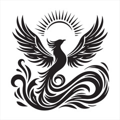 Obraz premium Phoenix Rising silhouette vector art illustration