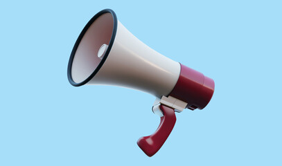 white megaphone against a blue background